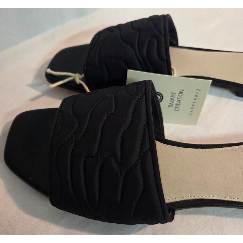 Sanctuary Black Quilted Slide Sandals Women’s Size 8M New With Tags